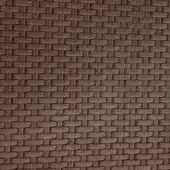Brown nabuk leather rug with dense basketweave pattern, featuring rectangular strand heads and consistent medium-brown tone, studio lighting.